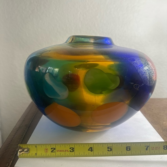 Bespoke Murano style vase hand blown polished bottom unsigned HEAVY 😍